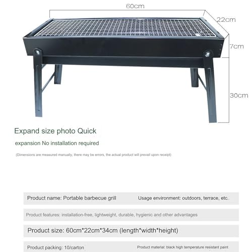 Outdoor Barbecue Grill Picnic Charcoal Grill Home Balcony Dining Table Garden Camping Charcoal Grill Portable Folding Barbecue Grill(Size:Small size 35 * 17 * 23 (cm)) - Image 3
