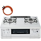 [セット販売] パロマ ガスコンロ エブリシェフ PA-380WHA 【プロパンガス/左強火】＋ ガスホース70cm 水なし両面焼き チュラルホワイト