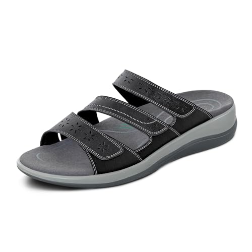 Image of Orthofeet Women's Orthopedic Sahara Adjustable Three-Strap Slide Sandal
