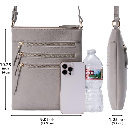Image of Solene Crossbody Bag Functional Multi Pocket Messenger Purse Top Zip Closure Shoulder Handbag With Adjustable Strap