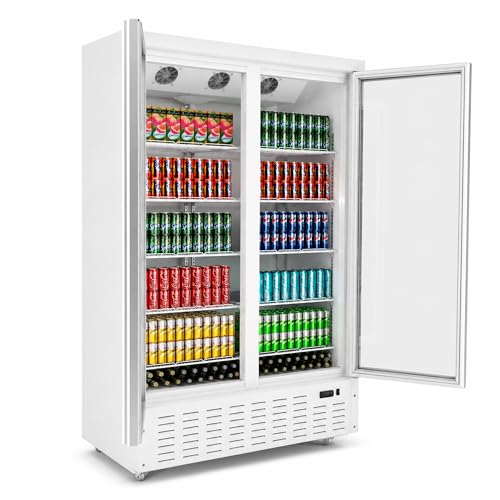 Image of Frostvale 41 Cu.Ft Commercial Display Refrigerator, White 2 Glass Door Beverage Cooler, ETL Upright Merchandiser Fridge for Drinks, Soda, Beer, Water, Restaurant, Cafe, Store, Office