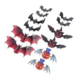 HOMSFOU 1セット ハロウィーンのコウモリステッカー ハロウィン 怖い Halloween Party Halloween Decor 壁の装飾ステッカー 3d 装飾ステッカー 塩ビ 48個