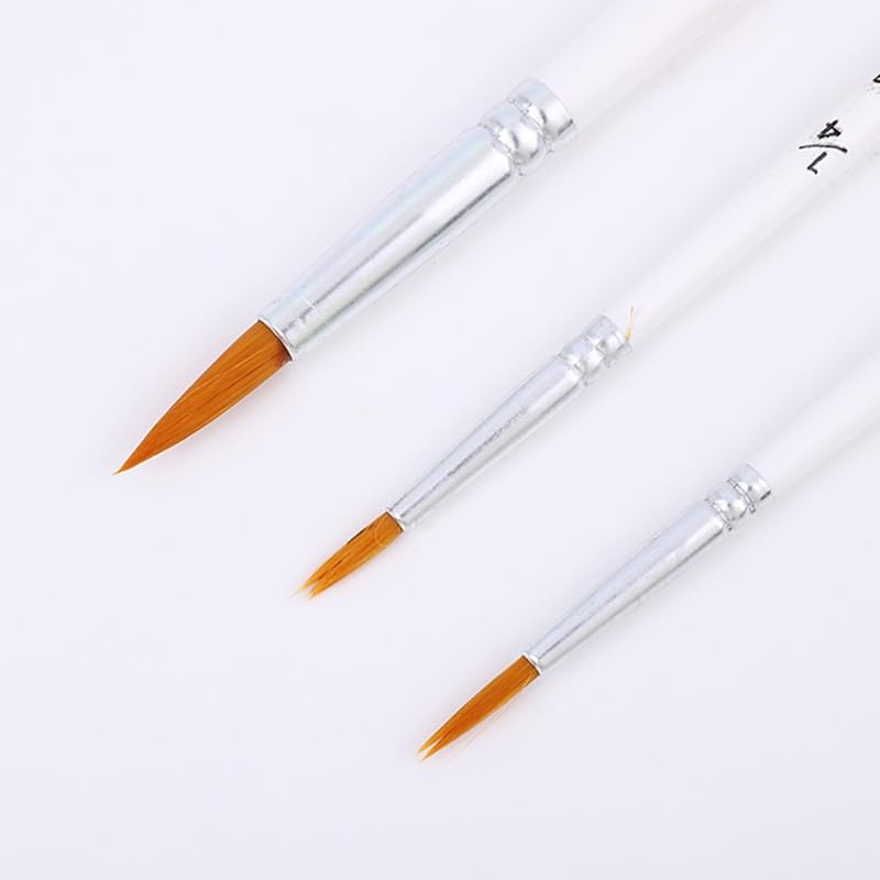 Ensemble De 6 Pinceaux en Bois Massif Blanc, Poils en Nylon, pour Artistes Et Étudiants.