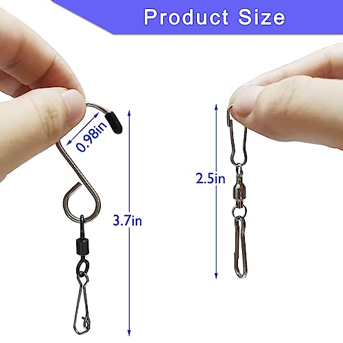 Swetciel 20Pcs Swivel Hooks Clips, Stainless Steel Dual Clip Swivels Wind Spinners Spiral Hangers For Hanging Wind Spinners, Wind Chimes, Bird Feeder, Wind Socks, 2 Styles #TOP1