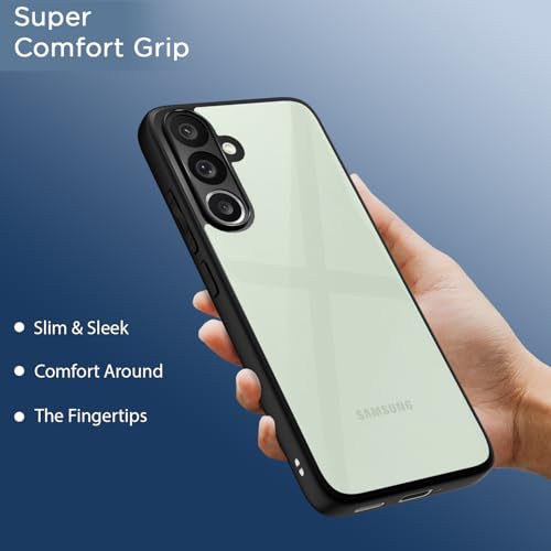 Image of Amazon Basics Back Cover for Samsung Galaxy M56 5G | Shockproof Sleek Hybrid Armor Bumper Case (Black)