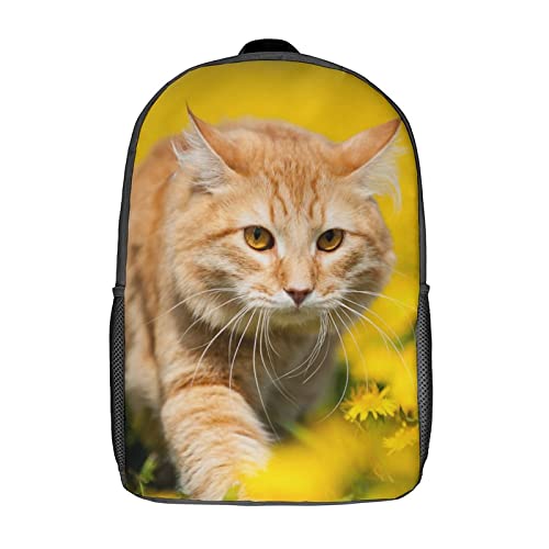 Cartable chat imprimé 3D grand sac à dos de voyage résistant ado