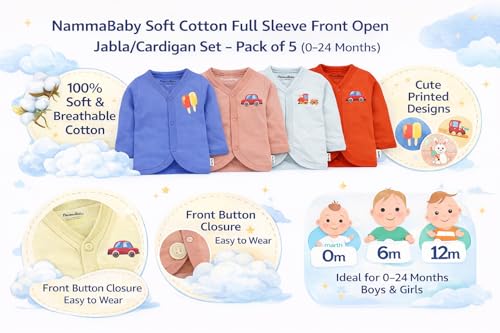 Image of Tinchuk Baby Boy's & Baby Girl's Printed T-Shirt /Jhabla /Nightsuits with Assorted Prints- Multi-Pack