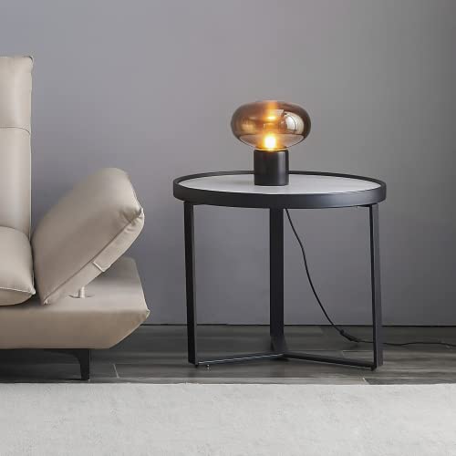 KUIKUI Beistelltisch Moderner Couchtisch Kaffeetisch elltischmit runder Platte aus gesintertem Stein Wohnzimmertisch für Wohnzimmer, Schlafzimmer, Büro Cover