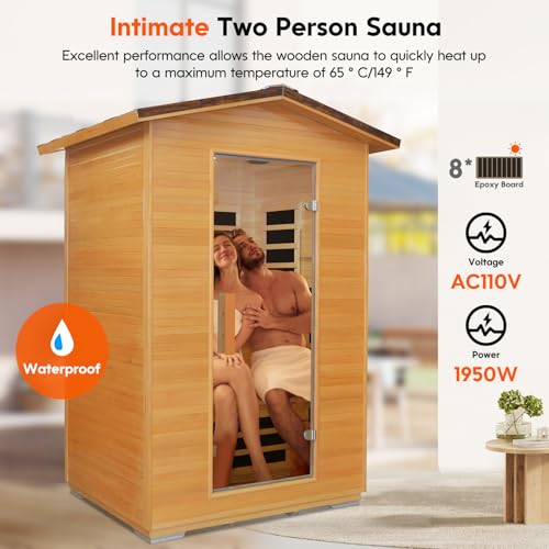 Image of Outdoor Sauna Far Infrared Saunas Dry Sauna Room 120V 20A Canadian Hemlock