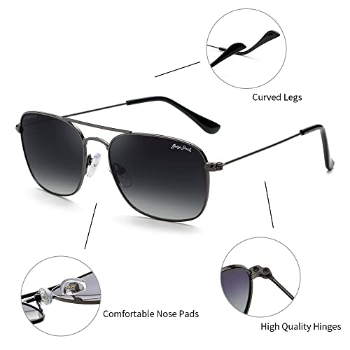 Image of grey jack Square Polarized Sunglasses,Retro Classic Style Full Rim Metal Frame for Men Women Small Size 1650