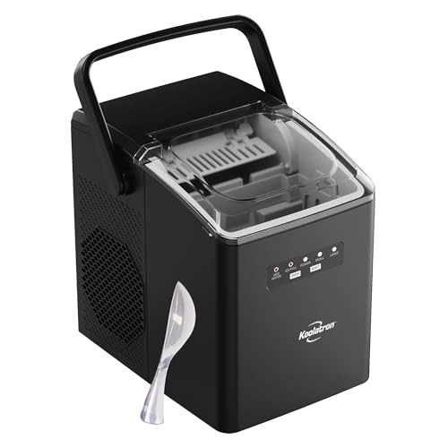 Image of Koolatron Countertop Ice Maker Machine with Handle 26lbs in 24Hrs Black | 8 Ice Cubes Ready in 7 Mins, Ice Makers with Basket and Scoop, maquina para hacer hielo Black for Home /Kitchen /Camping