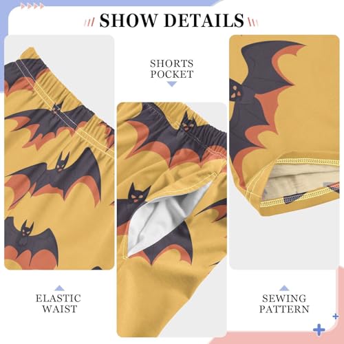 Boys' Pants Black Orange Bats Yellow Long Bottoms Jogger Pants Elastic Waist Trousers with Pockets S-XL4