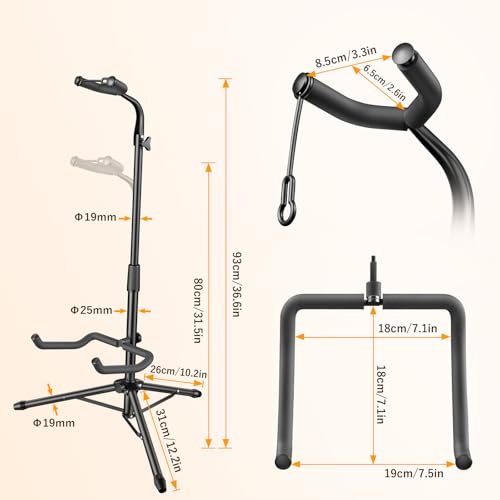 Image of New Bee Guitar Stand 2 Pack, Height Adjustable Foldable Guitar Stand