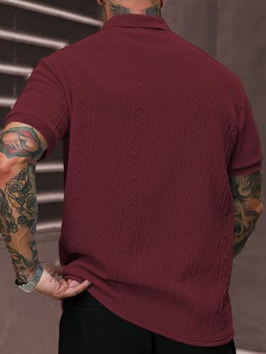 Image of GRECIILOOKS Textured Polo T-Shirt for Men | Premium Jacquard Collared Cotton Blend Polo | Smart Casual & Formal t Shirt for Men | Stylish t Shirt for Mens for Office, Party & Everyday
