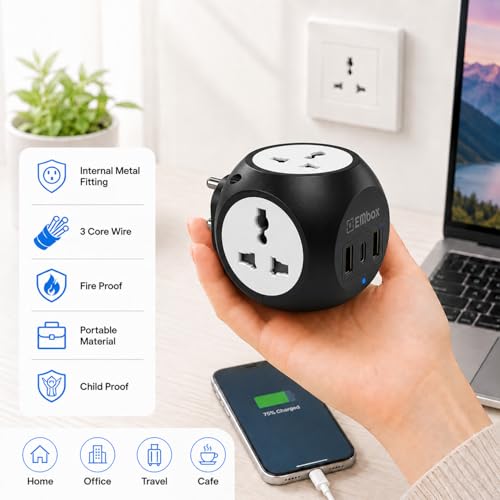 EMBOX Multi Plug Adapter with USB Ports, Type-C, Black - Image 5