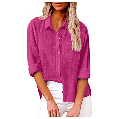 Chemise Longue Femme Coton Col Mao Oversize Rose XL - Blouses Et Chemisiers