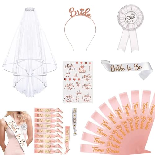 HIQE-FL Bride to be Decoration,Voile de Mariée,Echarpe Bride,Party & Accessories JGA Accessoires de Décoration pour Enterrement de Vie de Jeune Fille,Bride to be Accessoires