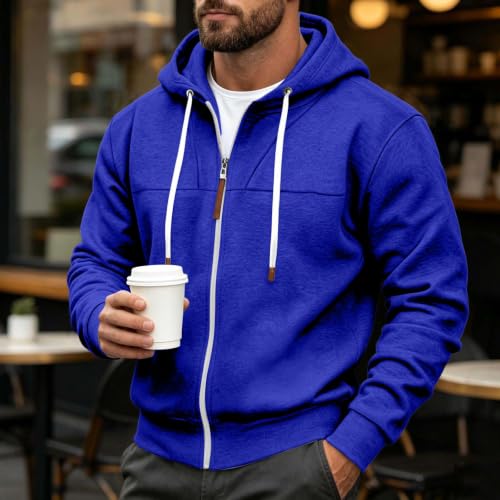 Mens Full Zip Hoodies Fashion Fleece Drawstring Hooded Sweatshirts Jackets - image 3