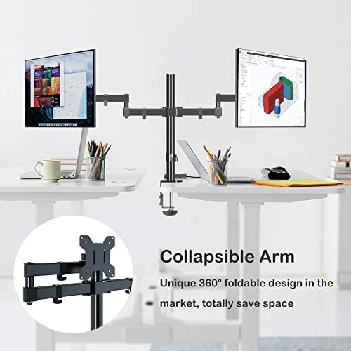 Bracwiser Dual Monitor Mount, Double Monitor Arm for 13-27 inch LCD LED Screens, Tilt Swivel Rotation Height Adjustable PC Monitor Arm Desk Mount up to 10kg VESA 75/100mm Monitor Stand MD7442