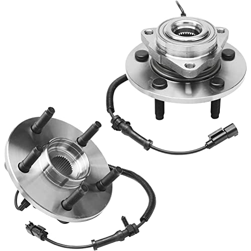 Image of Detroit Axle - Front Wheel Bearing Hubs Brake Kit for 2009-2011 | Dodge Ram 1500, Wheel Bearing Hubs Drilled Slotted Disc Brake Rotors Ceramic Brake Pads Replacement 13.23 inch inch Rotor