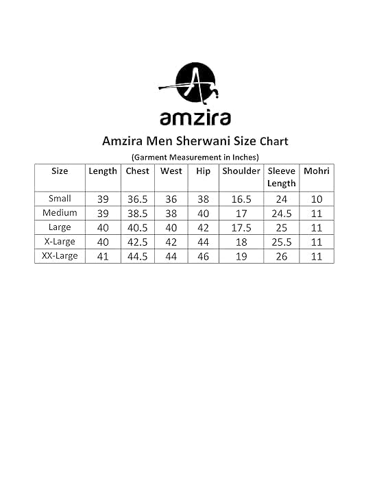 Image of Amzira Men's Heavy Jacquard Sherwani Set with Mandarin Collared Neck Long Sleeves One Pocket Button Closure Straight Length Kurta and Solid Pyjama