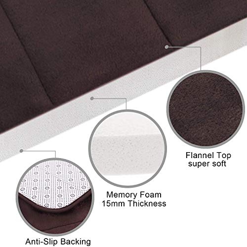 Aoacreations Memory Foam Bath Rug, Long Runner Bathroom Mat Set Of 2, Soft, Plush, Absorbent, Low Pile, 1 Runner 47" X 15.5", 1 Small 24" X 15.5" (2Pc Runner Set, Dark Brown) #TOP3