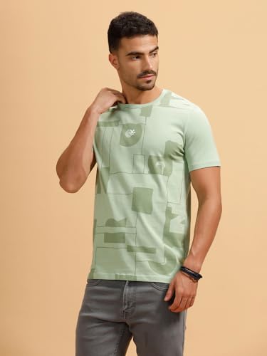 Image of WROGN Men's 180 GSM Pure Cotton T-Shirt | Typography Print | Slim Fit