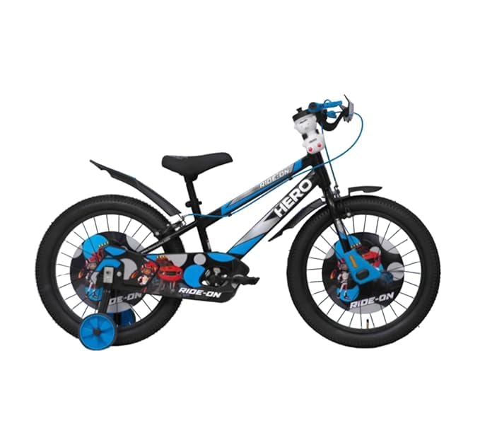 Hero Ride-On Kids Bicycle with Training Wheels | Single Speed Kids Cycle for Boys & Girls (5–8 Years) | Front Caliper & Rear Drum Brake | Adjustable Seat | Basket & Bell Included | Blue & Black (16T)-image-49