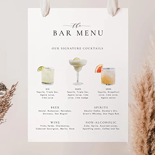 Bar Menu Template Signature Cocktails Sign, Download Elegant Printable Wedding Bar Sign, Wedding Bar Menu Template Canvas