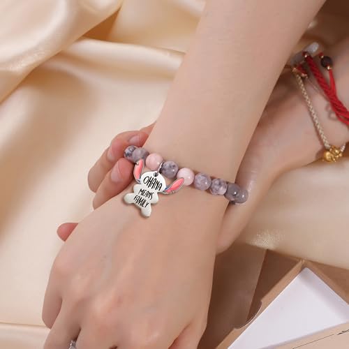 Image of Pink Natural Stone Stitch-Shape Bracelets for Daughter Granddaughter Niece Sister Women Love Gifts Bracelet Jewelry