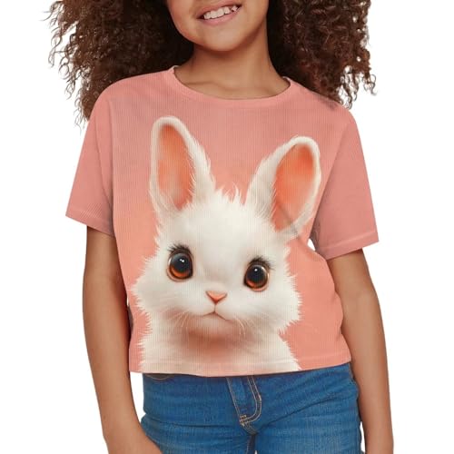 Image of Kids Crop Top Short Sleeve T-Shirts for Girls Size 5-14