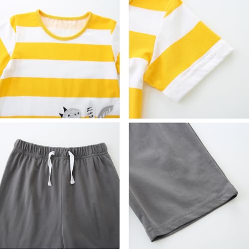 Image of Baby Boys' Summer Clothing Set, 2 Piece Cotton Toddler Boy Outfits 2-6T | Short Sleeve T Shirt and Short, Soft Breathable Infant Boy Clothes, Crewneck, Elastic Waist Shorts, Dinosaur /Car Print