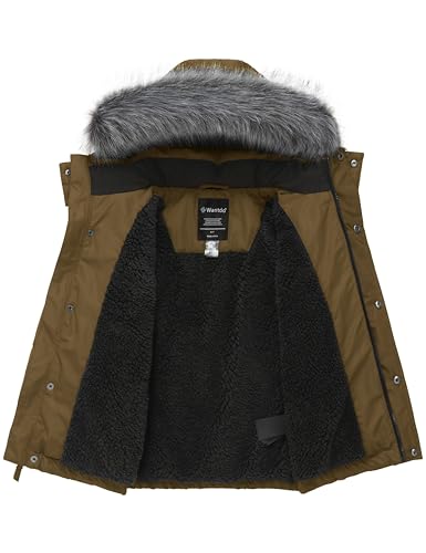 Image of wantdo Boys' Winter Coat Waterproof Puffer Jacket with Detachable Hood | Removable Faux Fur Hood,5000mm Waterproof,Fleece Lined,Outerwear,Machine Washable