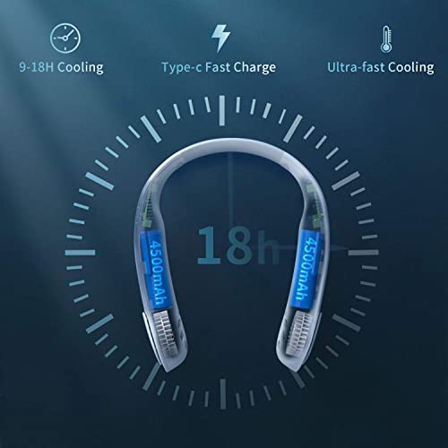 Image of TMY Portable Hanging Bladeless Neck Fan (White) | Rechargeable Battery Operated Personal Fan | 3 Speed Wearable Cooling Fan | Hands-Free USB Neck Fan for Travel, Office, Outdoor & Gym (TMY19)