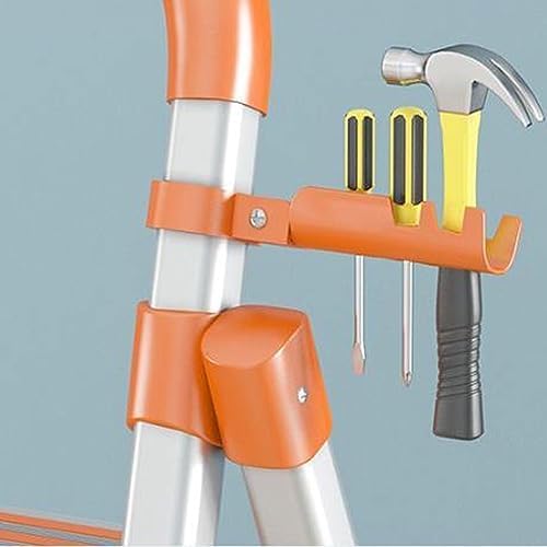 Folding 5-Step Ladder with Tool Holder Rack Lightweight Aluminum Step Stool for Home Office & Kitchen Anti-Slip Pedal 330 lbs Capacity Easy Grip Handle