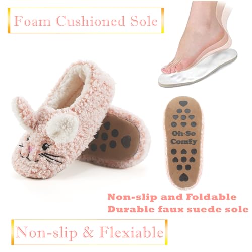 Image of The Metluks Cute Animal House Slippers, Warm Fuzzy Slipper Socks with Grippers Non Slip, Cozy Funny Gifts