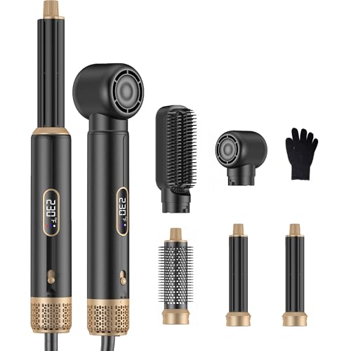 Image of Blow Dryer Brush 5 in 1 Set,Negative Ion Air Curling Wrap Air Curler, Hot Air Styler Round Brush Blow Dryer Curling Iron Hair Styling Tools Gift for Dry,Volumize, Straight,Curl,100-120V
