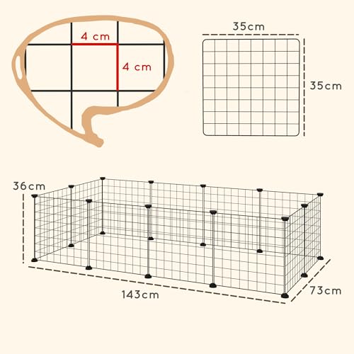 Pawhut DIY Pet Playpen Metal Wire Fence 12 Panel Enclosure Indoor Outdoor Guinea Pig Rabbit Small Animals Cage, Black - Image 7