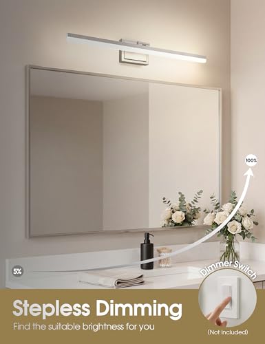 Image of VOLISUN Modern Bathroom Vanity Light 31.5 inch, Rotatable, 28W Dimmable 5CCT Led Bathroom Light Fixture Over Mirror, Brushed Nickel Bar Vanity Light for Bathrooms Mirror Restroom-ETL Certificated