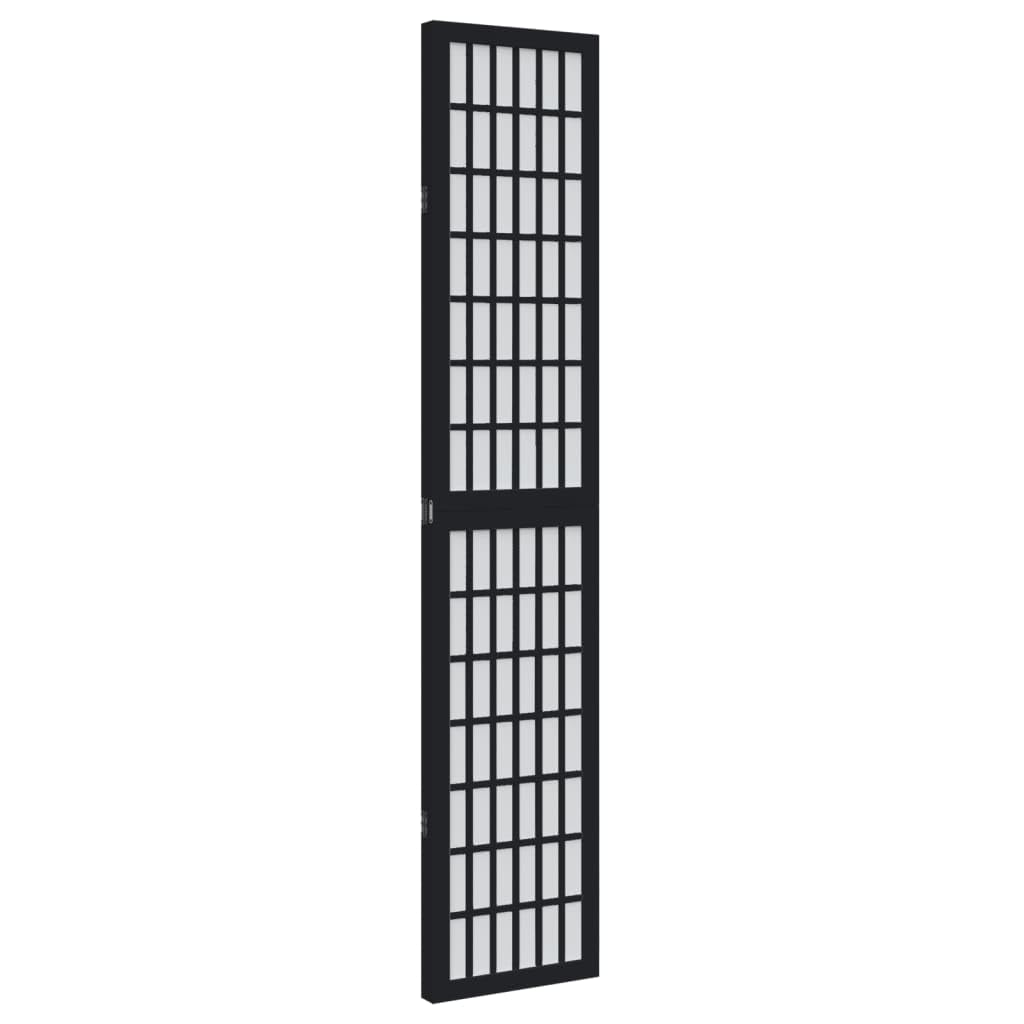 vidaXL Biombo Separador de 3 Paneles Madera Maciza Paulownia Negro, Separador de ambientes, Pantalla de privacidad, Panel Divisor de Habitaciones