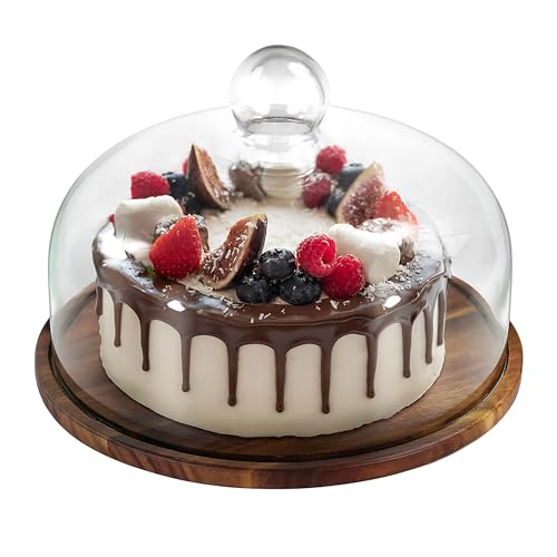 Relaxdays Tortenplatte, Glasdeckel, Kuchenplatte, hält Lebensmittel...