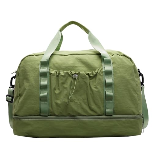TABAGFKFNV Bolsa de lona unisex for gimnasio, viajes, con zonas húmedas y secas for fitness y aventuras al aire libre.(Green)