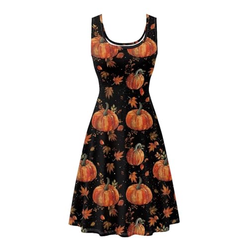Image of TOADDITDO Women's Sleeveless O Neck Beach A-Line Party Coctail Tank Dresses Flared Sundress