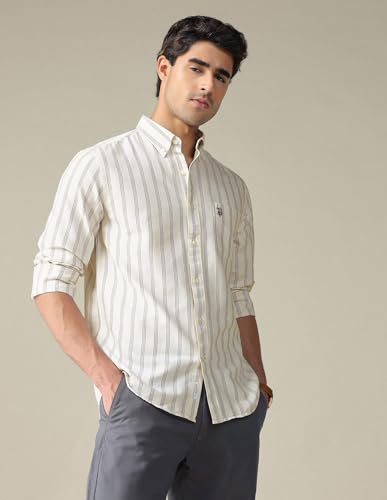 Image of U.S. Polo ASSN. Striped Tailored Fit Shirt for Men - 100% Cotton, Breathable & Comfortable, Full Sleeves Casual Shirt for Men