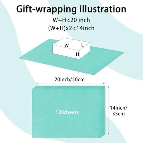 Image of 120 Sheets 20 inchX14 inch Tissue Paper for Gift Bags Wrapping, Teal Art Tissue Paper Bulk for Weddings Birthday Party Crafts Decoration