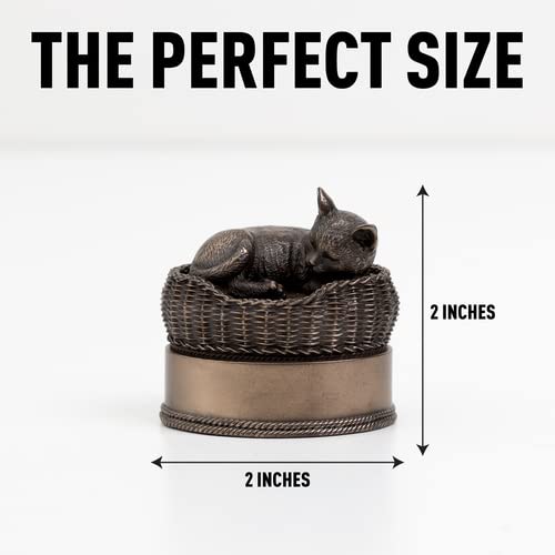 Perfect Memorials Miniature Bronze Cat In Basket Keepsake Cremation Urn (1 Cubic Inch) - For Very Small Amount Of Remains/Keepsake Urns For Sharing #TOP3