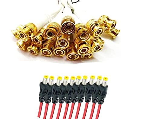 SPYNET Combo Pack of 20 Pcs BNC Connector with Copper Wire 18 cm and 10 Pcs DC Power Pin Male Cables with Copper Wire Connectors for CCTV Camera (B0B1MLDZRJ) Amazon Price History, Amazon Price Tracker