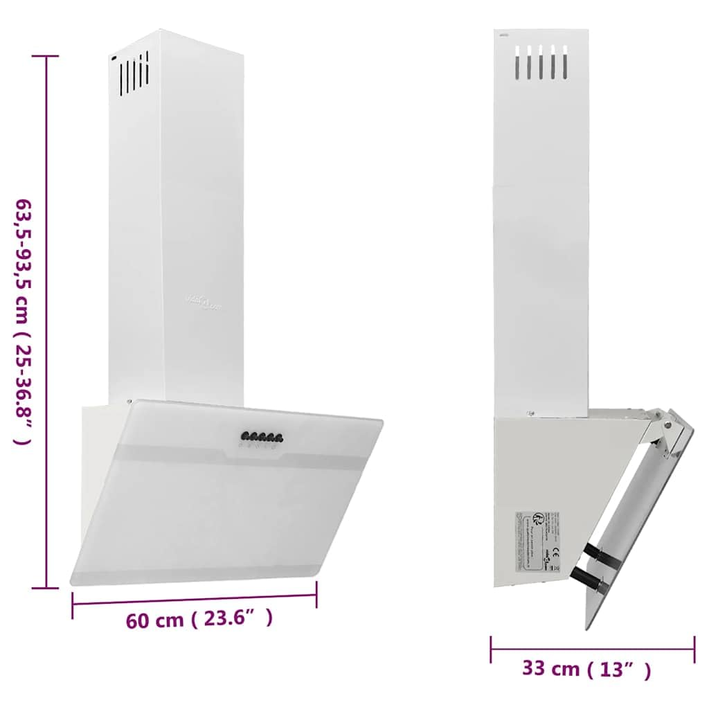 vidaXL Ścienny okap kuchenny 60 cm stal hartowane szkło biały