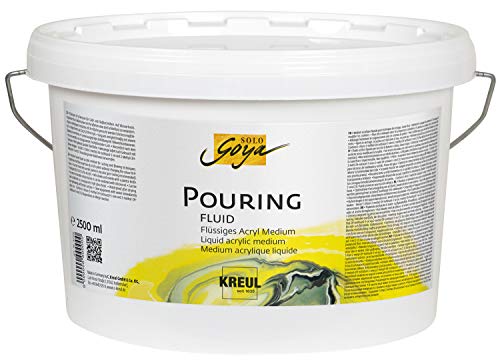 Kreul 87215 - Solo Goya Pouring Fluid, seau de 2500 ml, médium acrylique liquide pour les techniques de coulage et d'écoulement, à base d'eau, optimise l'écoulement des peintures acryliques