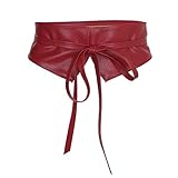 KYEYGWO Breiter Obi Gürtel zum Schnüren, Damen Taillengürtel Mode Wickelgürtel Bindegürtel Hüftgürtel für Kleid, Mäntel und Trenchcoats, Rot